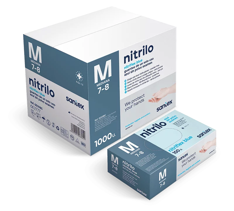 GANTS NITRILE NITRIFLEX BLEU LARGE 3.5G 100PCS