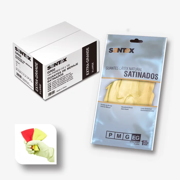 Gants ménage Latex Natural Satiné Medium