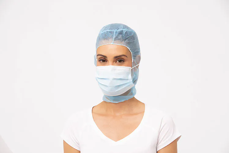 CAGOULE AVEC MASQUE 3 PLIS BLANC 500PCS