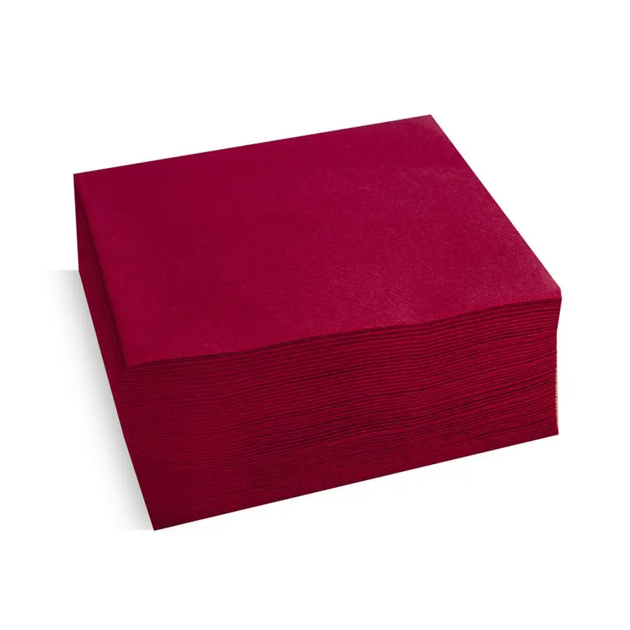 SERVIETTE 40X40CM PLIAGE 1/8 DOUBLE POINT BORDEAUX 1920PCS