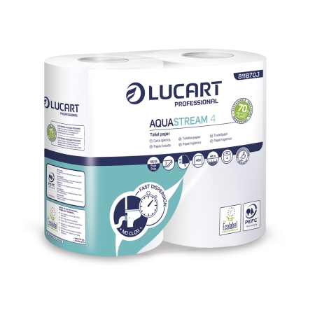 [811B70] Lucart AQUASTREAM Papier WC 400cc 56 rlx